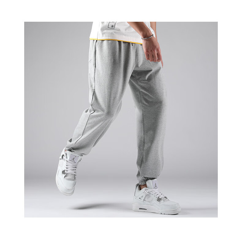 德鲁大叔裤子运动裤男长裤秋冬季宽松美式篮球德鲁大叔抽绳束灰色脚卫