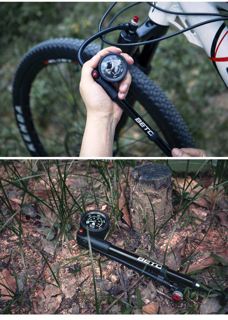 山地车气叉打气筒打气筒前叉高压避震自行车beto后胆便携山地车psi气