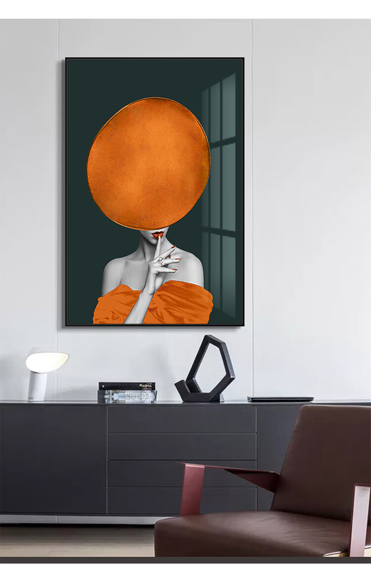 美女挂画性感美女装店装饰画时尚性感美女暖色调餐厅挂画橙色简约网红