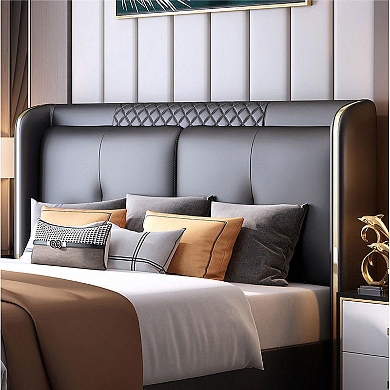 轻奢后现代简约2米床头板港式15米双人床主卧小户型软包靠背板单床头
