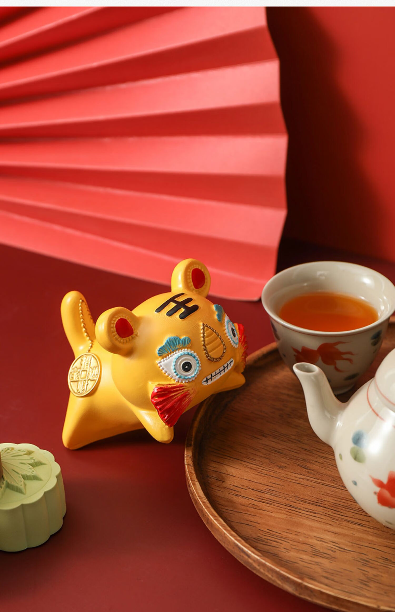 养变色精品茶具配件桌台老虎摆件手工茶玩的国潮黄变色祥瑞招聚虎茶宠