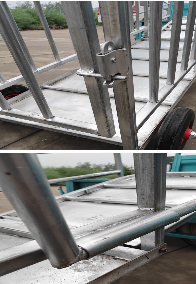 抓猪笼子卖猪笼上车款养殖装猪铁猪笼不锈钢带轮多功能装车猪笼