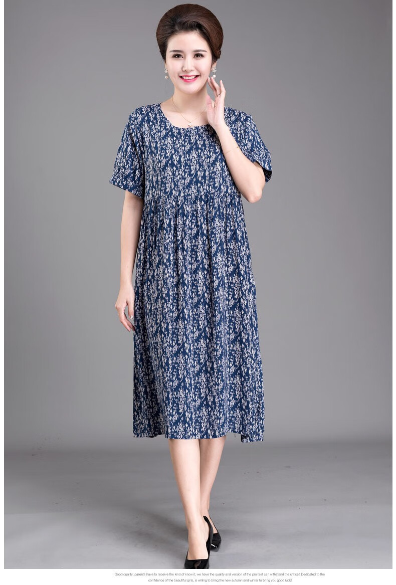 老奶奶穿的大花裙子 200斤加肥加大码中老年人女装胖妈妈夏天印花棉绸