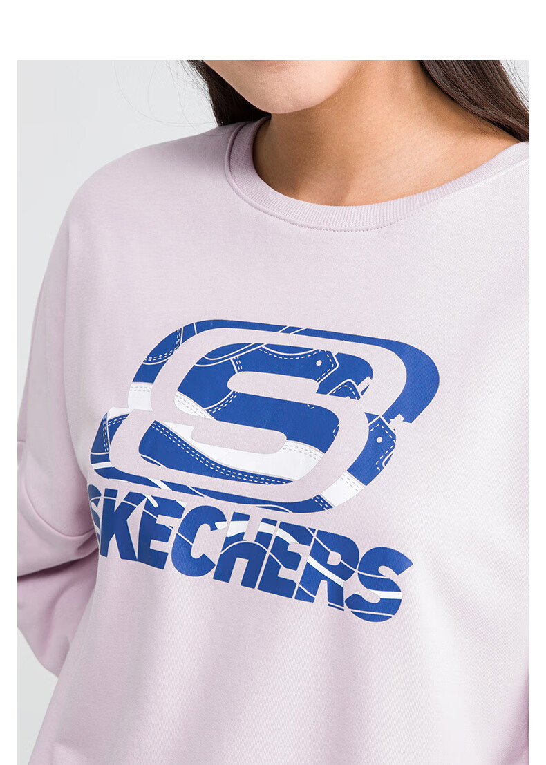skechers斯凯奇拼色字母logo宽松套头衫女子运动休闲卫衣l419w151