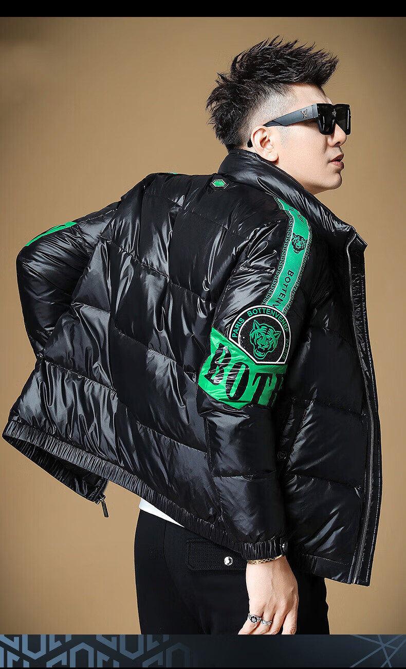 香港潮牌菲勒梵希高端羽绒服男士欧洲站冬装老虎头刺绣轻柔保暖90白