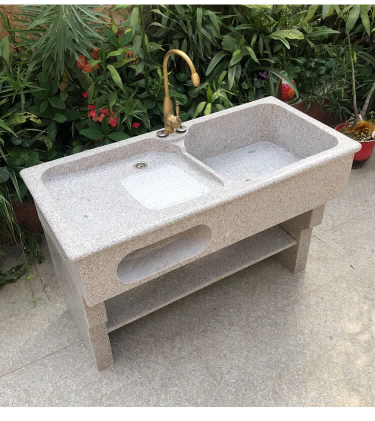 大理石头洗衣水槽家用阳台花岗岩洗衣池带搓衣板整石材板洗衣台盆