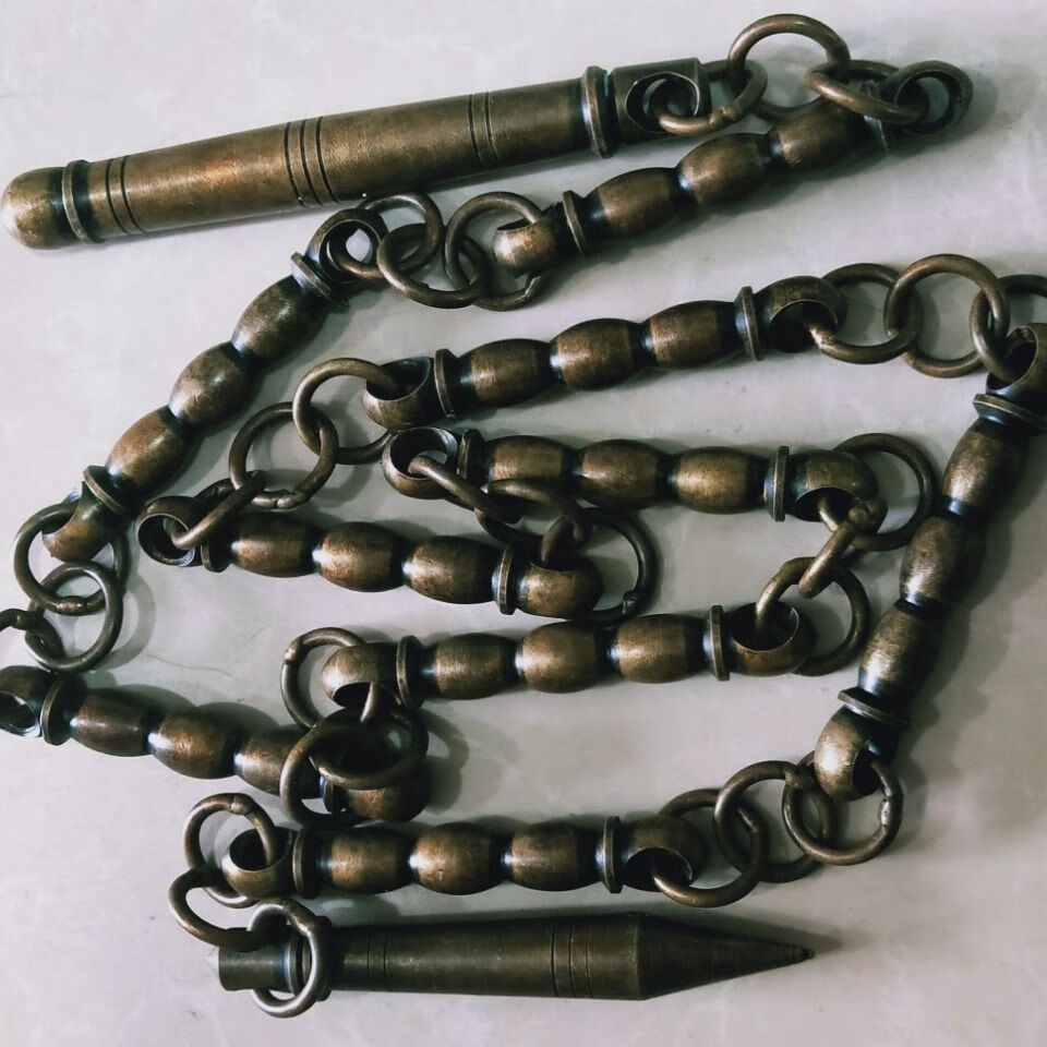 古玩杂项铜九节鞭表演鞭实战鞭软九节鞭实心九子鞭 古玩杂项铜九节鞭