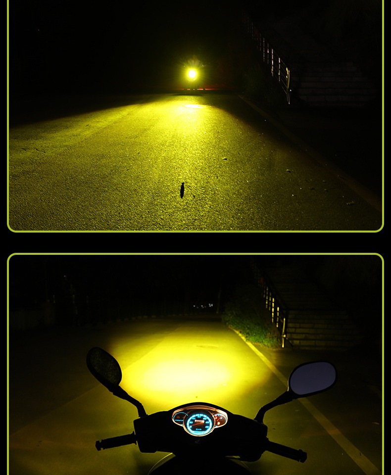 电动车灯摩托车led大灯改装12v60v白光超亮双爪h4内置射灯大灯泡三爪