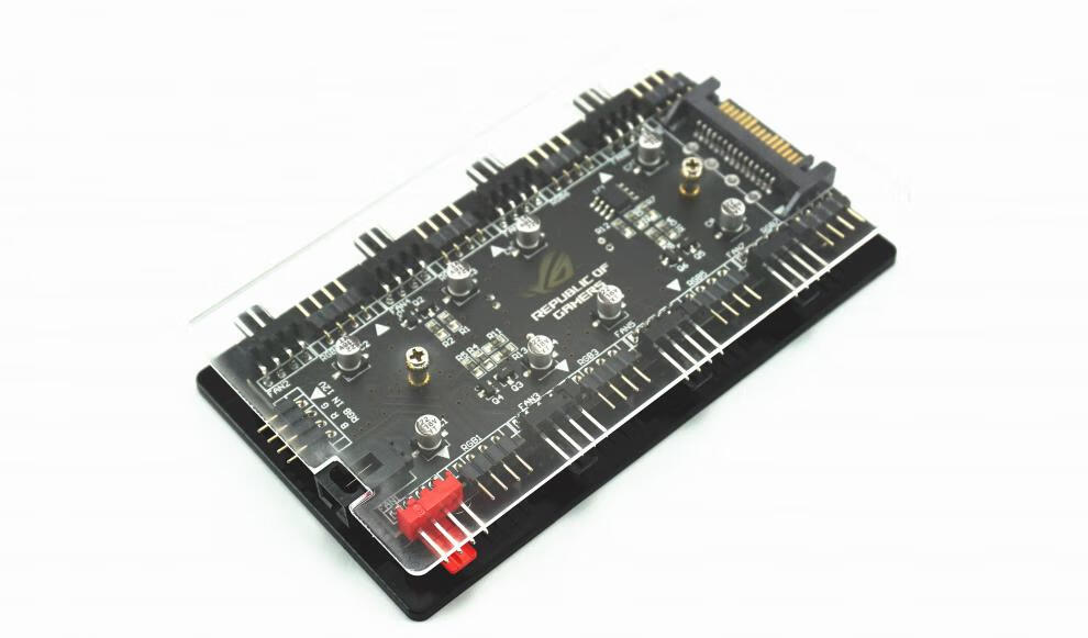 主板rgb集线器 aura主板同步风扇rgb集线器 12v4针 5v3针接口拓展一分