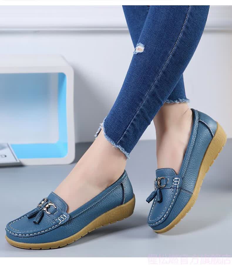 老太太鞋皮鞋秋春天穿的鞋子40多50岁走路散步鞋女鞋春秋皮革妈妈鞋