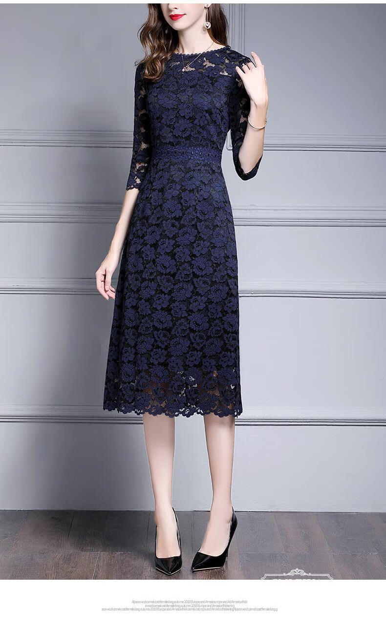 cmlziua品牌简约修身蕾丝连衣裙气质优雅2020春夏新款收腰a字连衣裙