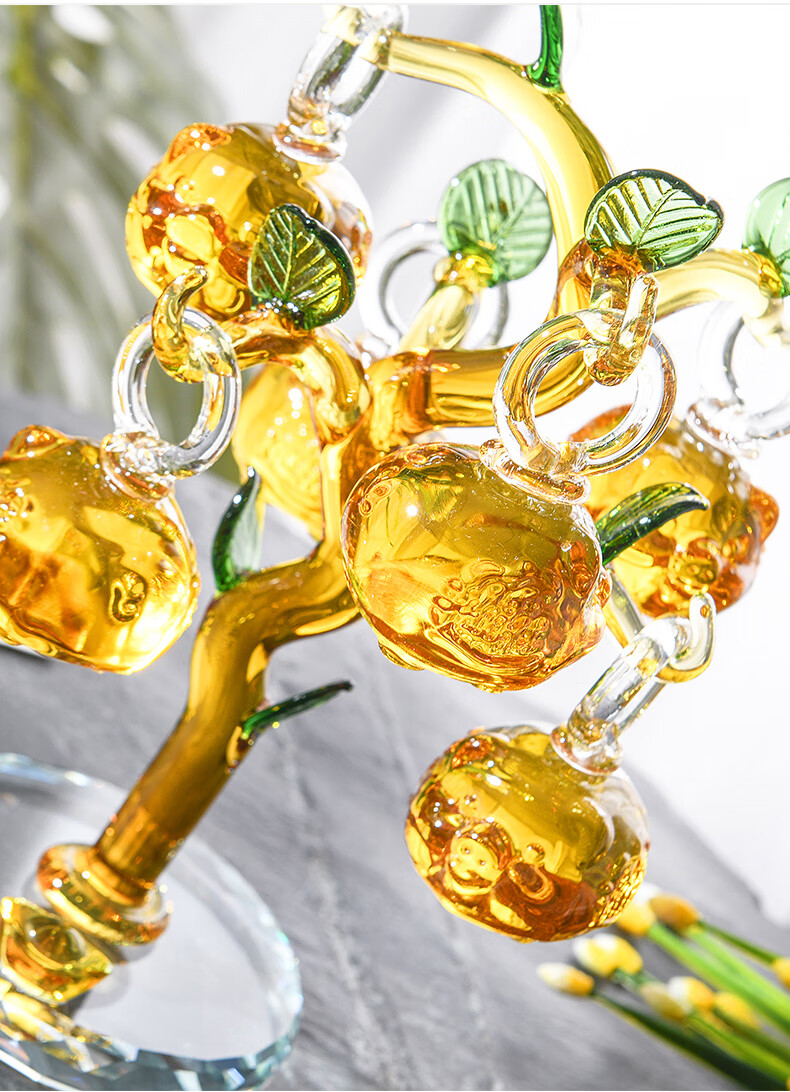 黄水晶元宝招财摇钱苹果菠萝树金鼠金猪客厅玄关风水摆件装饰品6挂金