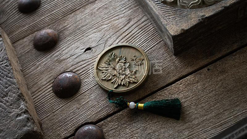 复古化妆镜 绿檀木小镜子便携随身复古梳妆化妆镜迷你古风中国礼物女