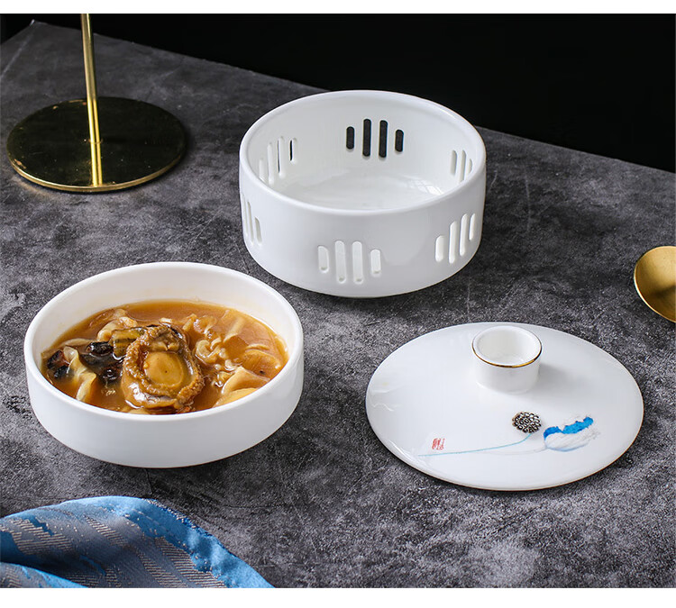 景德镇陶瓷炖盅蜡烛加热碗炖盅位上餐具会所鲍鱼捞饭小米辽参汤盅燕窝