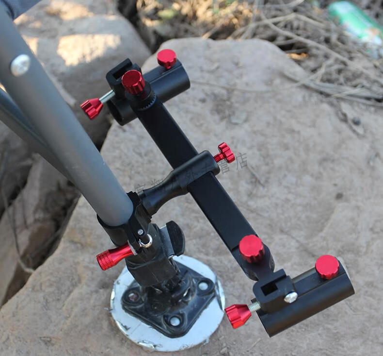 mmd双炮台支架万向加厚钓箱钓椅双炮台架座钓鱼双头双竿架杆渔具配件