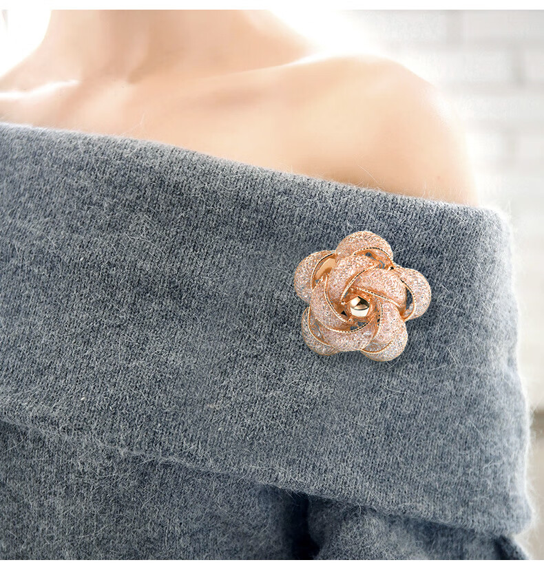 洅玉坊七夕礼物奢美胸针女金丝网时尚胸花胸针别针情人节礼物 玫瑰金