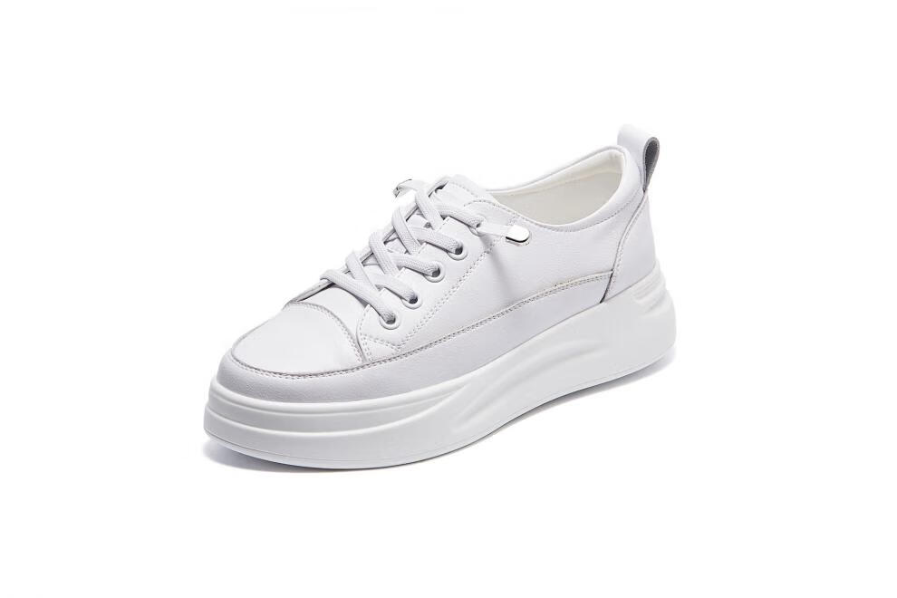 卡迪高小白鞋松糕底小白鞋女春夏秋季松糕厚底休闲单鞋韩版真皮板鞋