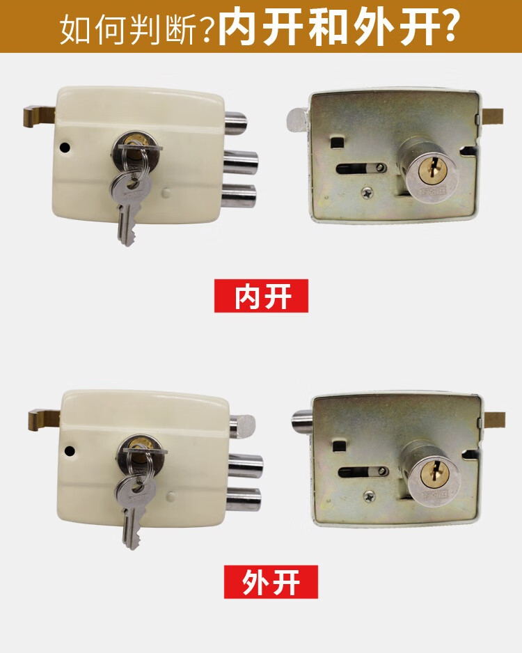 老式門鎖家用通用型盜門暗鎖地下室鐵門碰鎖儲藏室木門三保險鎖萬豐