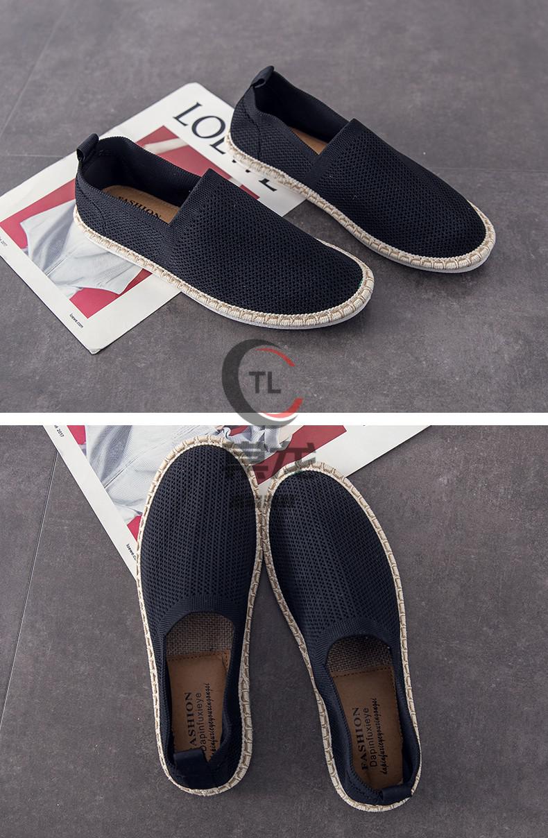 渔夫鞋男夏季新款渔夫鞋男飞织网面透气老北京布鞋一脚蹬懒人休闲鞋子