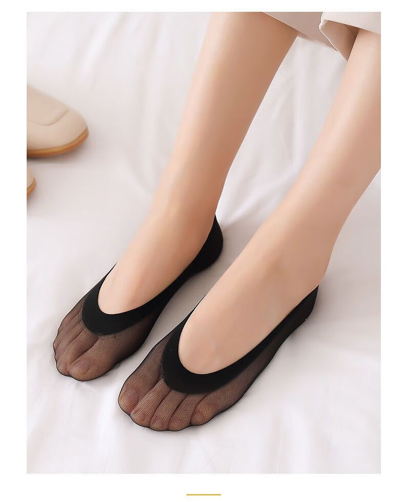 短丝袜夏季隐形船袜女浅口船袜短丝袜冰丝船袜防滑不掉跟3双肤均码m