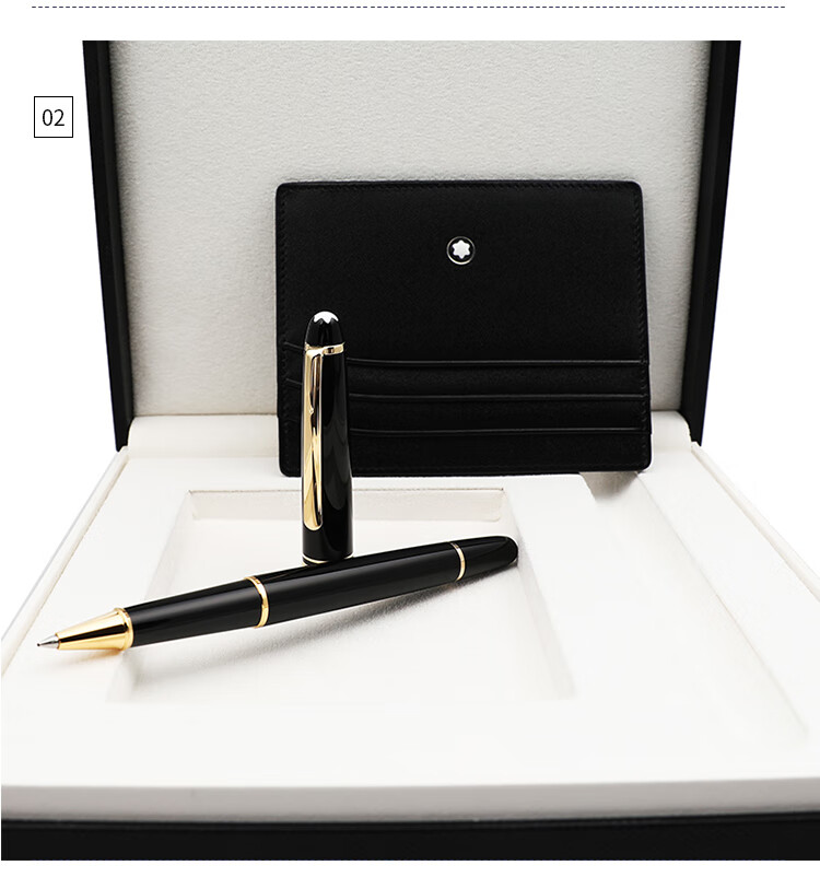 万宝龙montblanc礼盒套装163镀金色签字笔和卡夹节日礼物七夕情人节