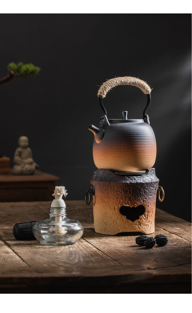 复古小号木炭炉酒精灯煮茶炉套装家用客厅户外便携双耳烧水壶双用