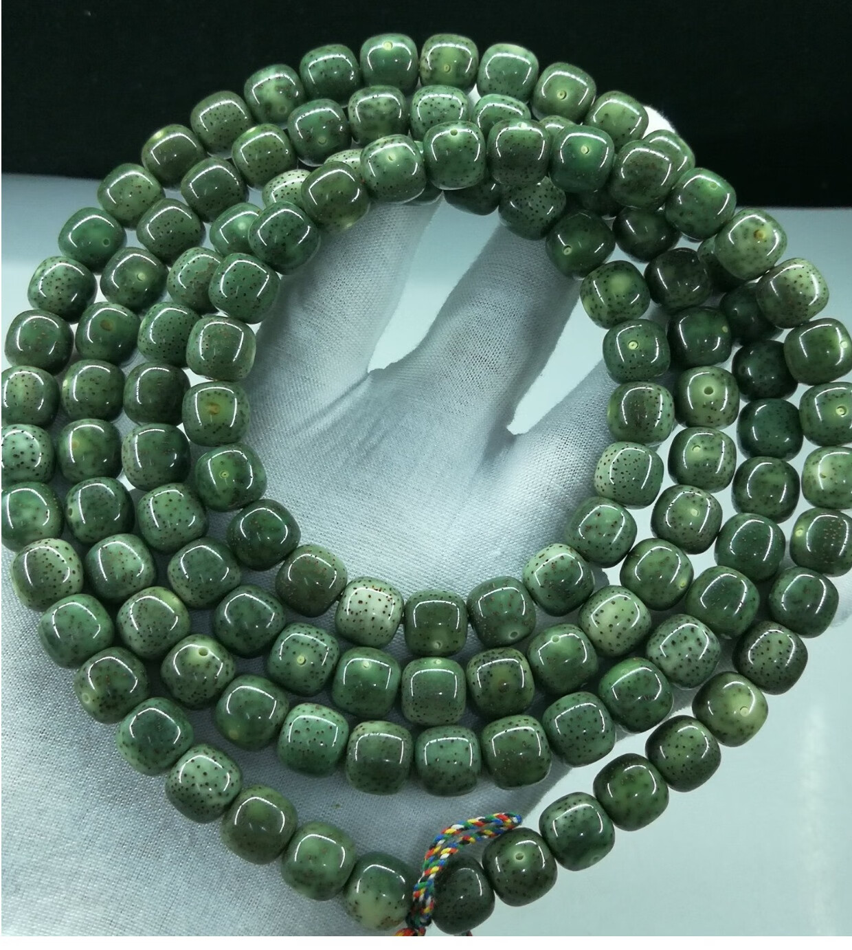 御漪 海南星月菩提绿幽灵石玉料108颗原生态满绿帝王绿收藏男女士项链