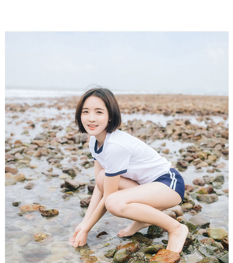 分体泳衣女 体操服少女学生平角遮肚显瘦泳装 sk111白色 s码:60-79斤