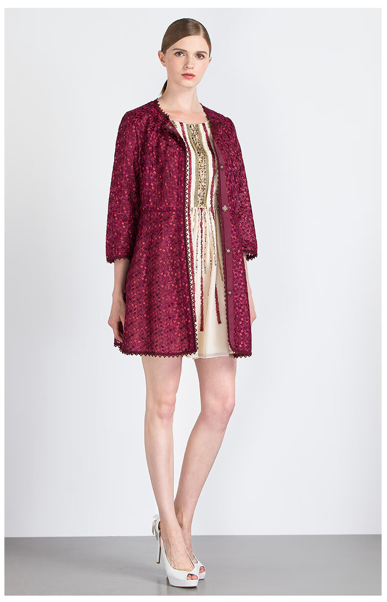 女装 风衣 马天奴(my teno) my teno/马天奴春品优雅女士蕾丝花边中长