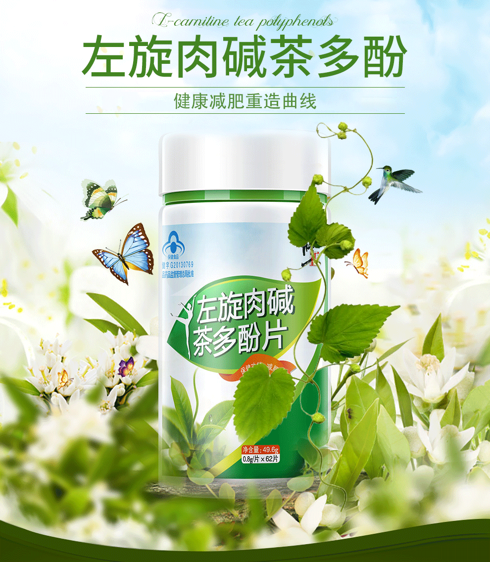 修正左旋肉碱茶多酚片 男女减肥燃脂减肚瘦腿瘦腰es 1瓶