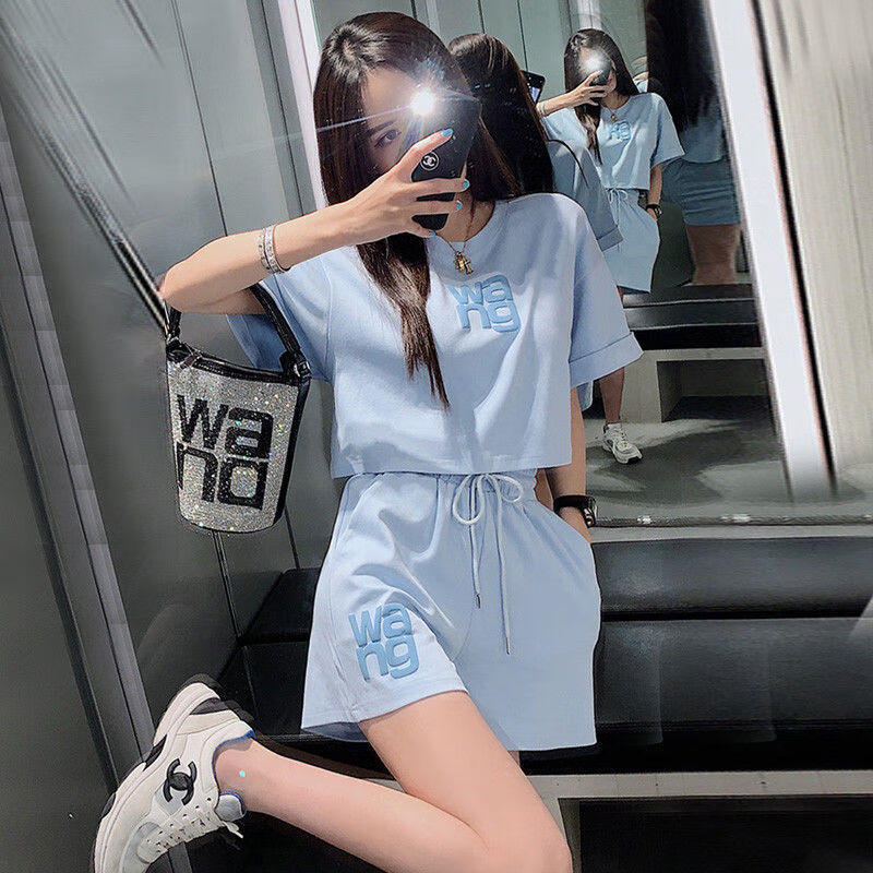 女士运动套装夏季年夏天时尚休闲运动短裤套装女夏季网红炸街气质显瘦