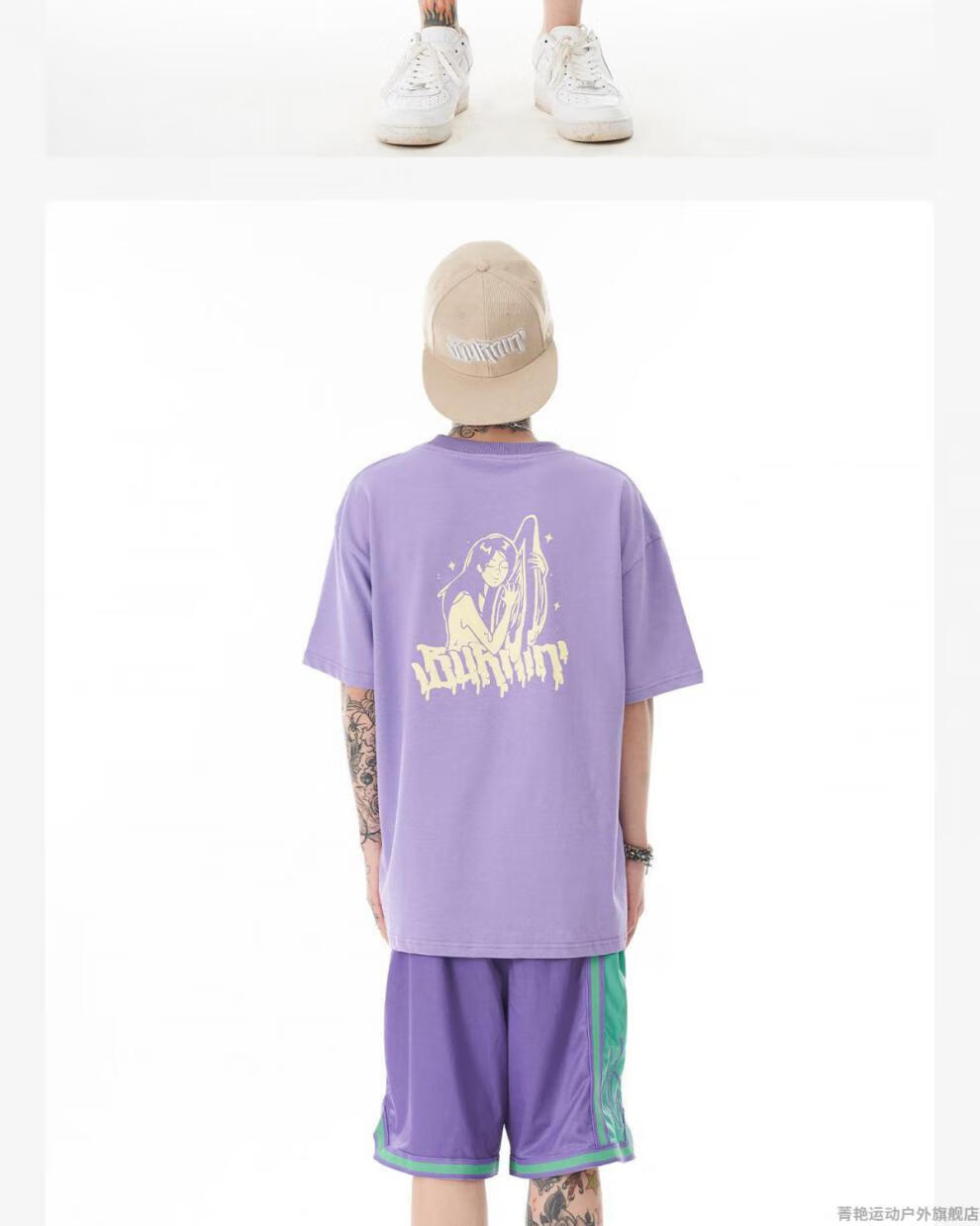 burnin槟榔妹拥抱t纯棉宽松双色字母印花短袖t恤黑色s