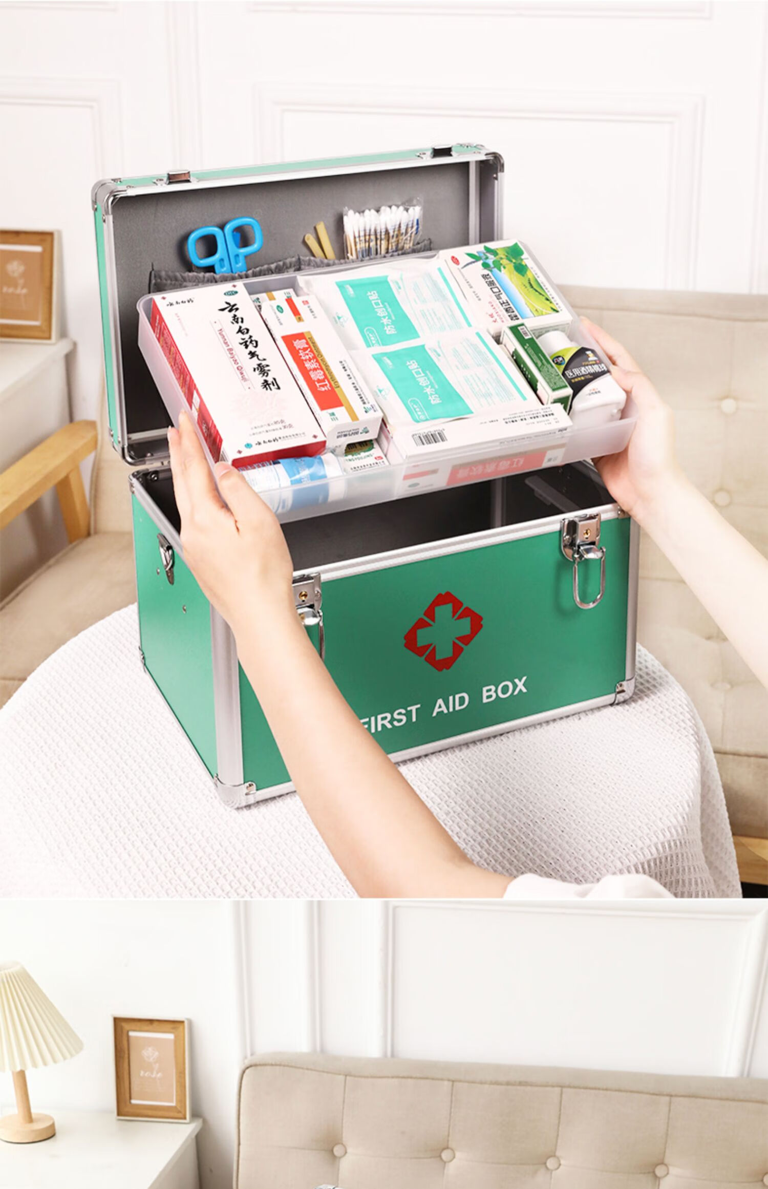 家庭医药箱箱小药箱家庭装大容量药品收纳箱工厂应急箱家用全套急救箱