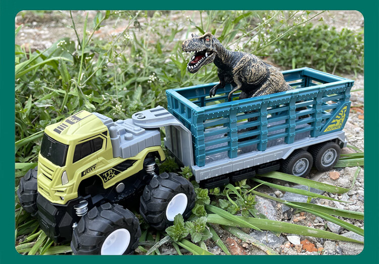 合金四驱惯性运输车儿童拖车动物恐龙霸王龙卡车男孩小汽车玩具车