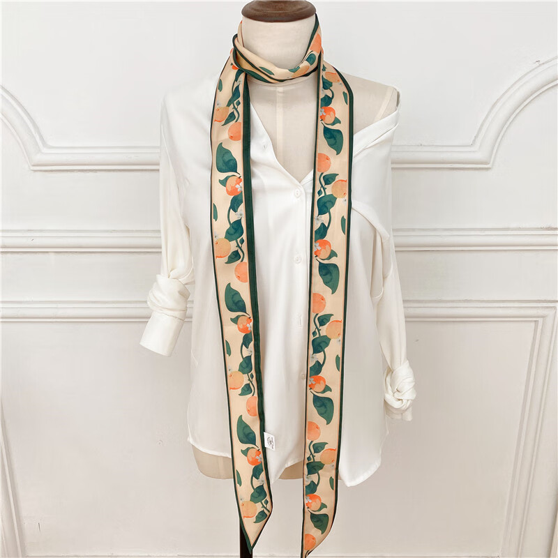 2米夏季细窄长条丝巾女围巾小领巾丝带腰带绑头发带飘带缎带装饰 迪兰