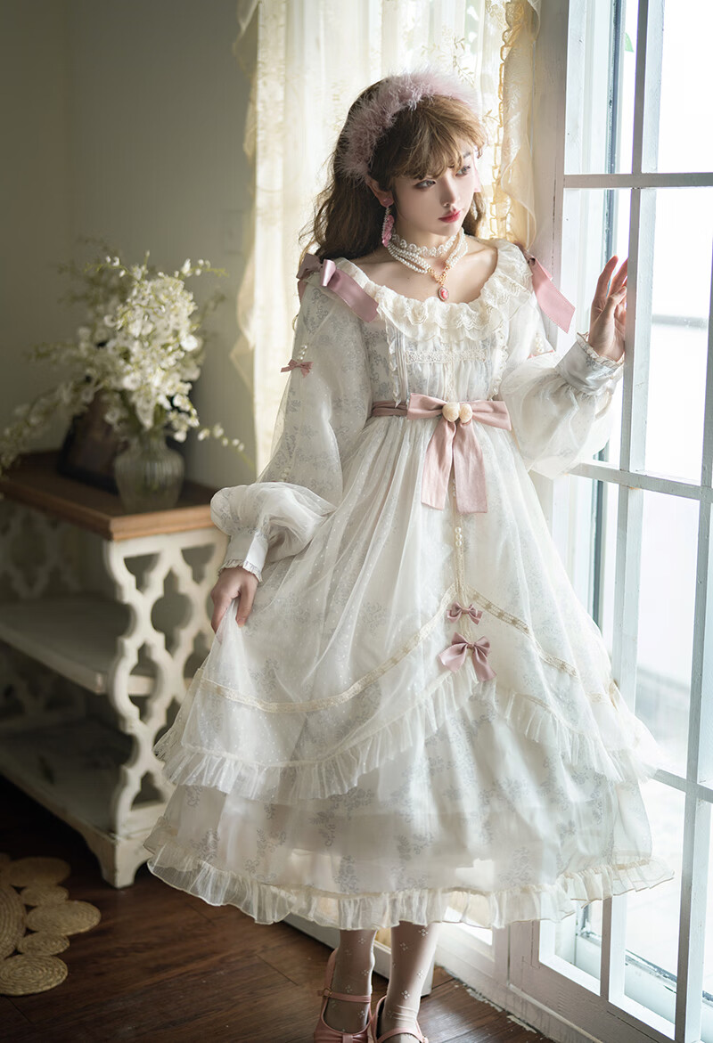 原创花嫁ita裙甜美软妹法式优雅洛丽塔日常轻lo全套连衣裙 长款裙 s