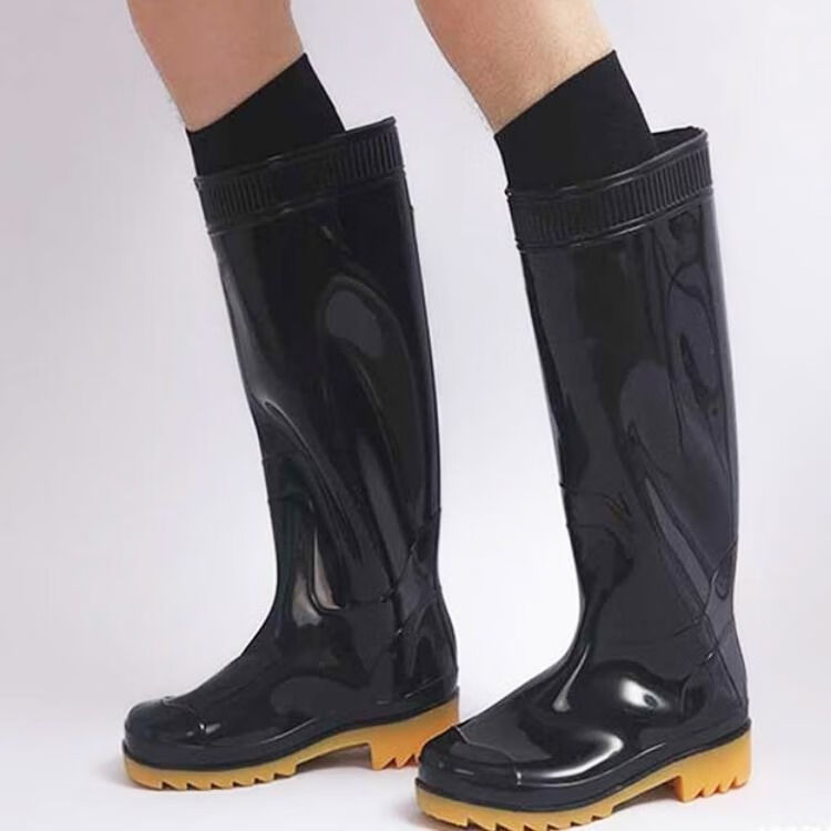 大码男袜高筒下田袜子插秧袜男女夏秋袜种下田上山免绑腿过膝袜ba黑色