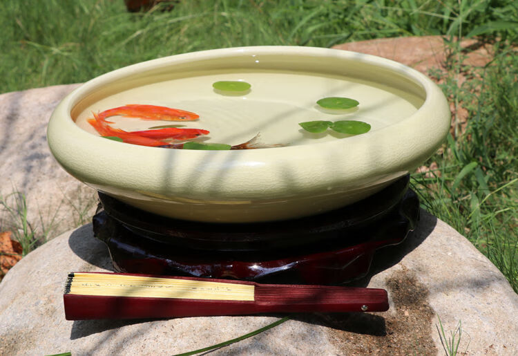 景德镇陶瓷鱼缸养鱼盆家用乌龟缸铜钱草盆睡莲碗莲盆青花瓷盆绿冰大号