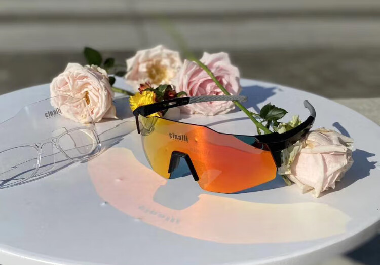 奇纳利cinalli超轻新款公路山地自行车柱面骑行户外运动太阳眼镜 白框