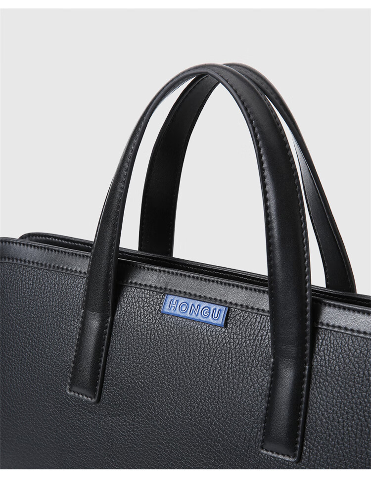 红谷hongu公文包男新品牛皮男士商务潮年新款手提包红色