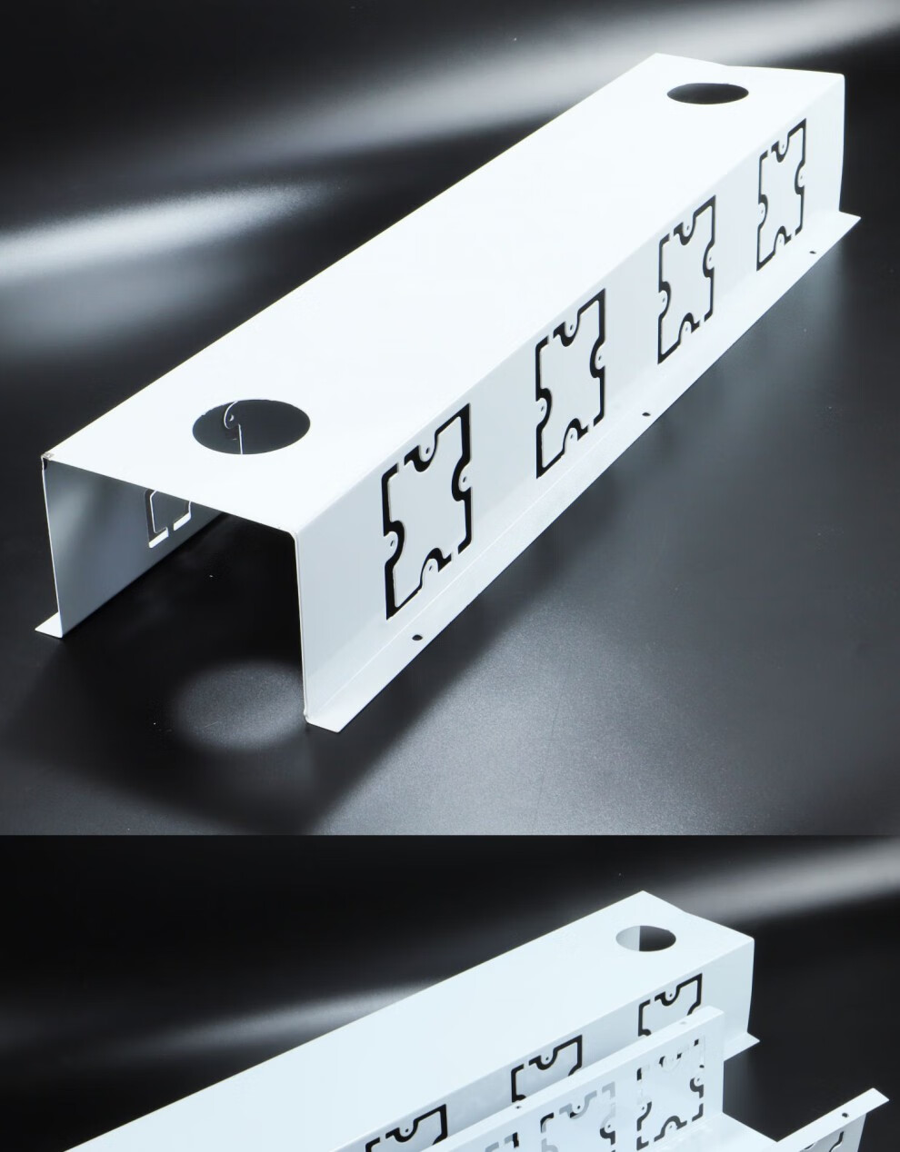 办公桌底插座槽 桌面过线盒u型线槽走线槽 86面板插座 办公桌线盒 长