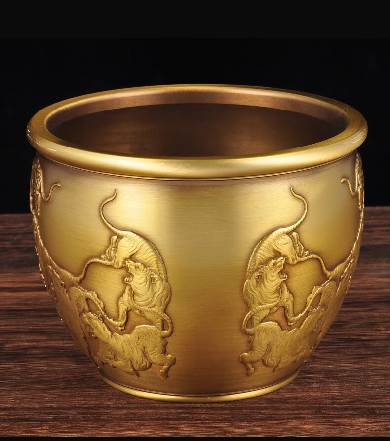 铜缸摆件特大全铜风水缸招财搬家礼物客厅玄关装饰乔迁新居礼品 小号