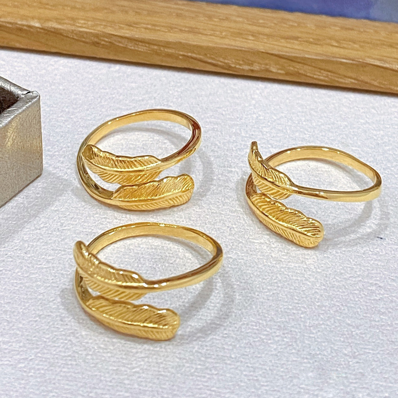 老凤凰同款黄金羽毛戒指女999足金指环2021新款潮时尚戒子女友生日