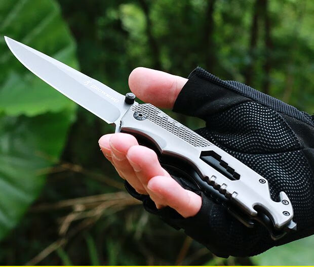 折叠刀水果机械具防身自卫高硬度钢匕比锋利特战军手短 黑色 套