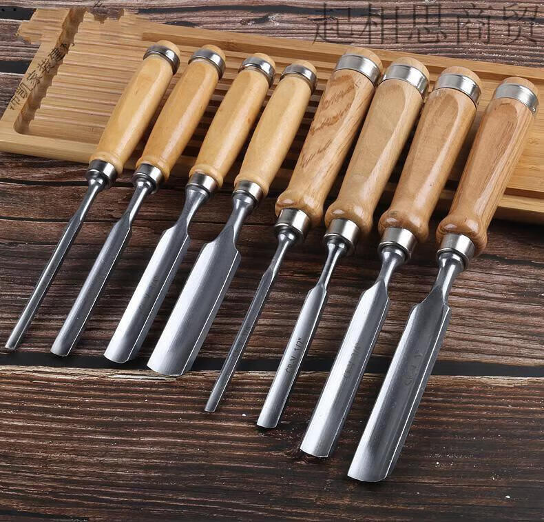 木工凿子平凿木凿钢凿刀铲刀半圆凿雕花凿雕刻刀圆凿木工工具套装 靖