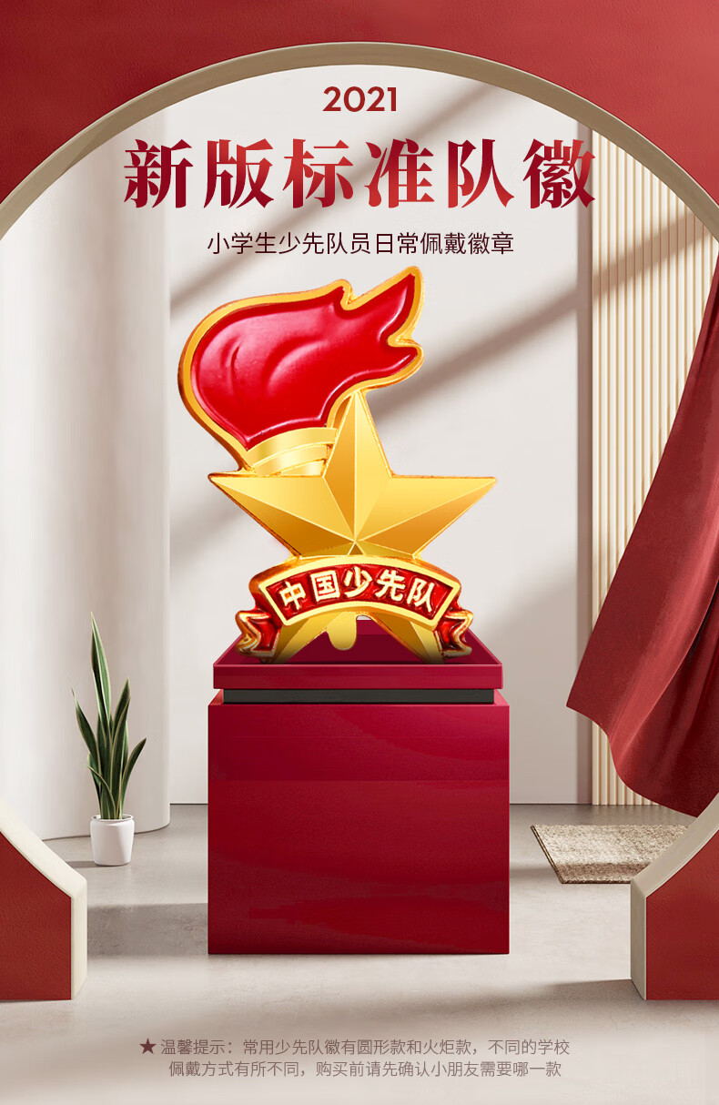 年新款中国青少年先锋队标准型胸章徽章强力新标准款圆形吸铁石别京固