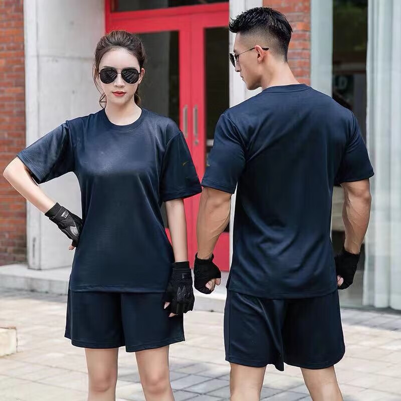 空训练服飞行员体能圆领衫训练服套装夏季短袖体能服户外速干上衣短裤