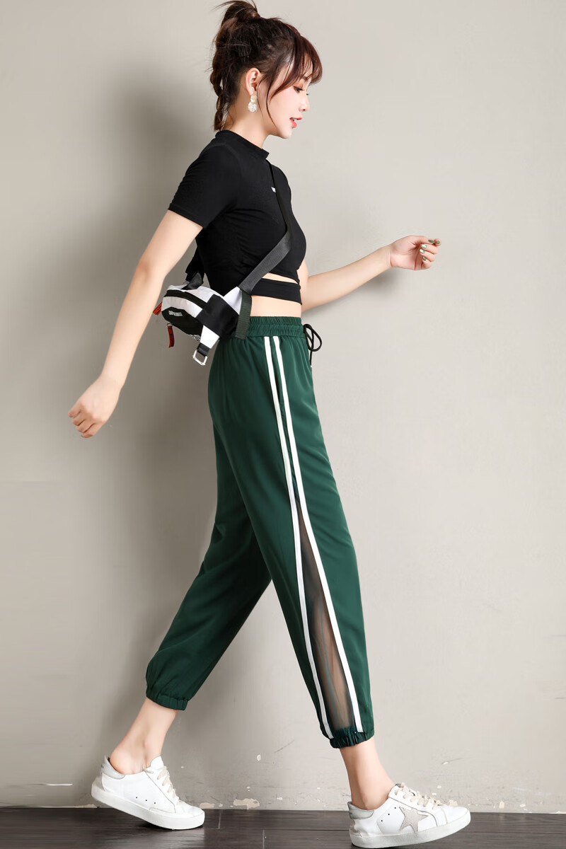 夏季薄款冰丝裤女冰丝凉爽裤子女夏季薄款女装新款弹力宽松显瘦网纱