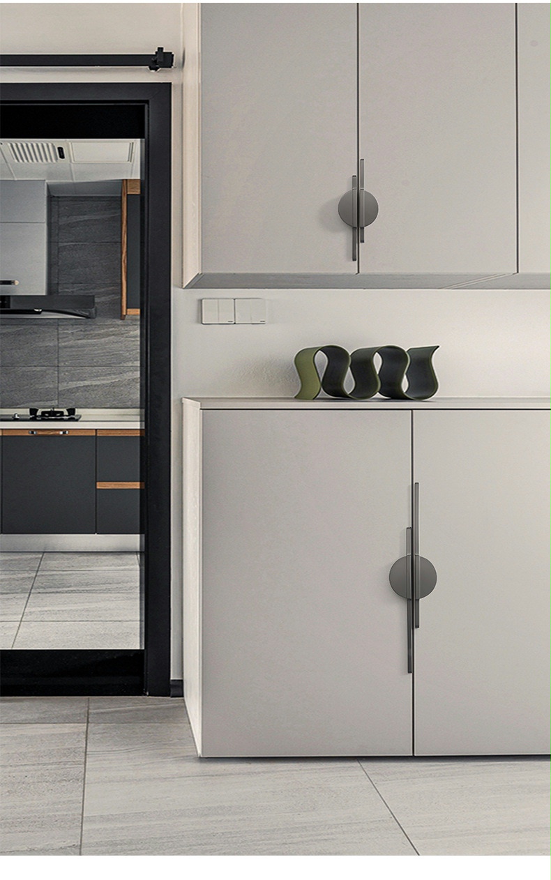 现代简约柜门拉手金色浴室柜橱柜灰色把手半圆形对装6218珍珠灰64孔距