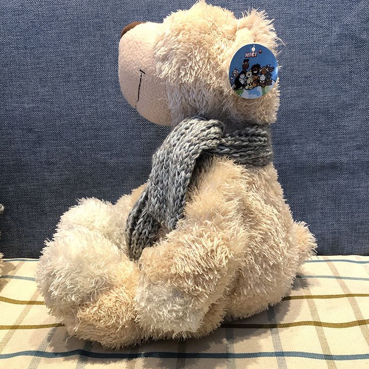 nici可爱泰迪熊公仔爱心围巾熊毛绒玩具玩偶布娃娃儿童生日礼物 棕色